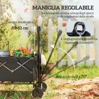 Carrello da Giardino 160L Pieghevole con Manico Regolabile, Capacità 100 kg, 95x55x102 cm, Nero