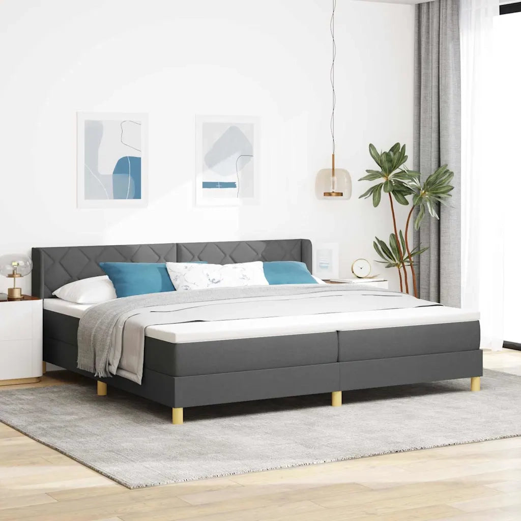Letto a molle con materasso Grigio scuro 200 x 200 cm Tessuto 3341378