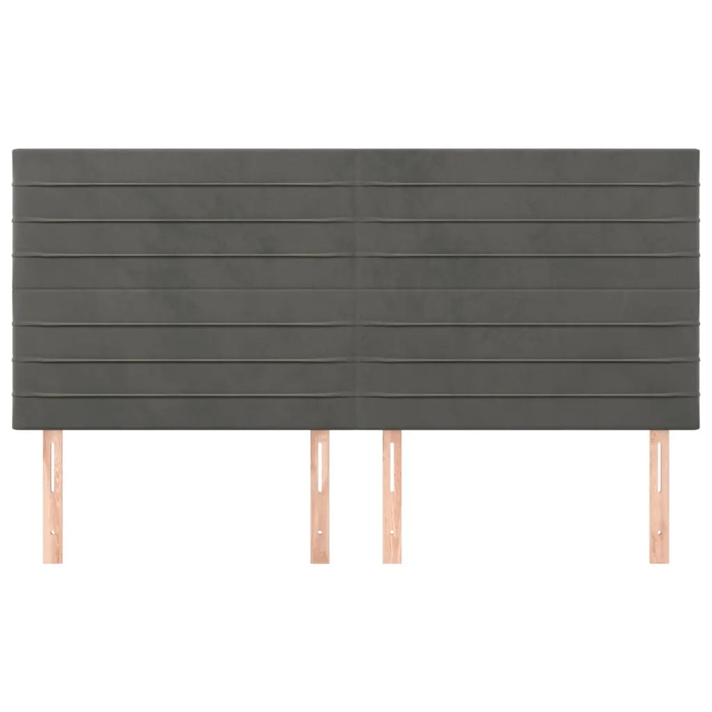 Testiera-Testata Decorativa Grigio Scuro 200x5x118/128 cm Velluto 436826