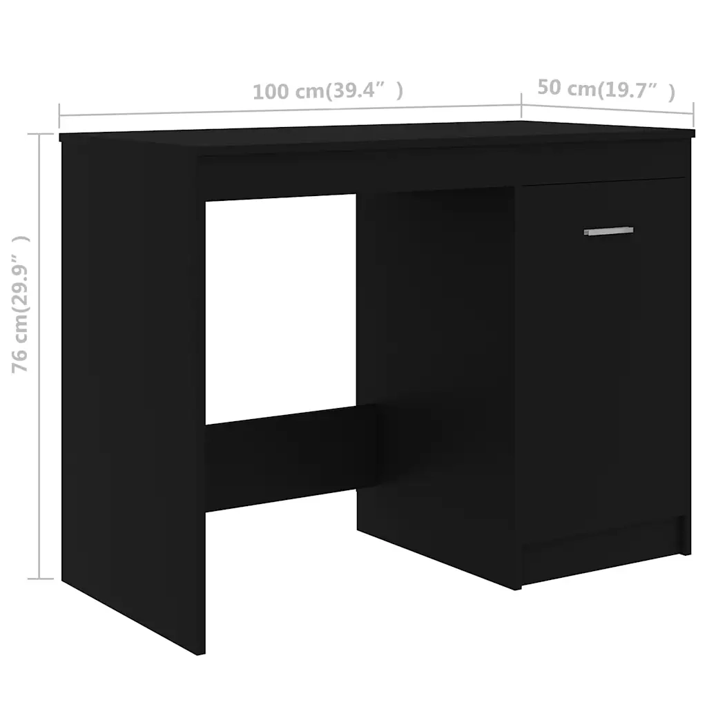 Scrivania Nera 100x50x76 cm in Legno Multistrato 801797