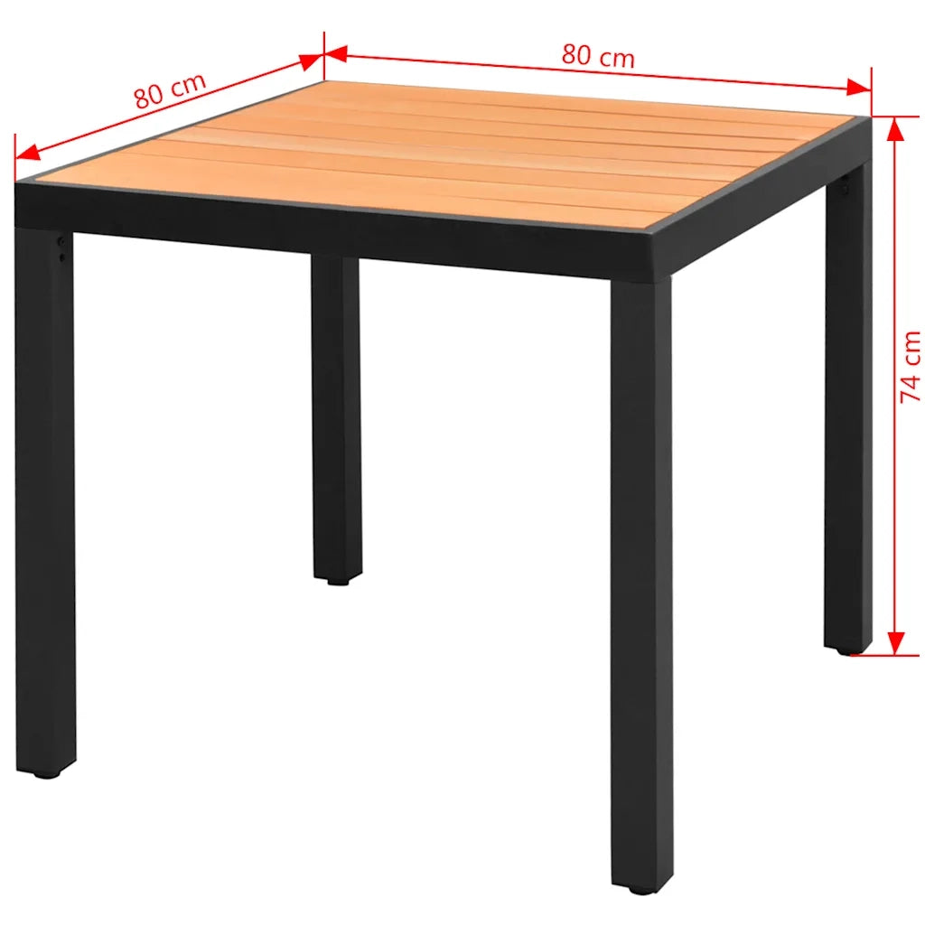 Tavolo da Giardino Marrone 80x80x74 cm cm in Alluminio e WPC 42793