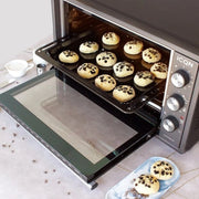 Set di padelle in ottone smaltato per forno e fuoco - set da 2 - resistente alle graffi e inox - adatto per Siemens Neff Constructa Flavel Simfer - 455 x 375 mm - estensore di teglia ICQN