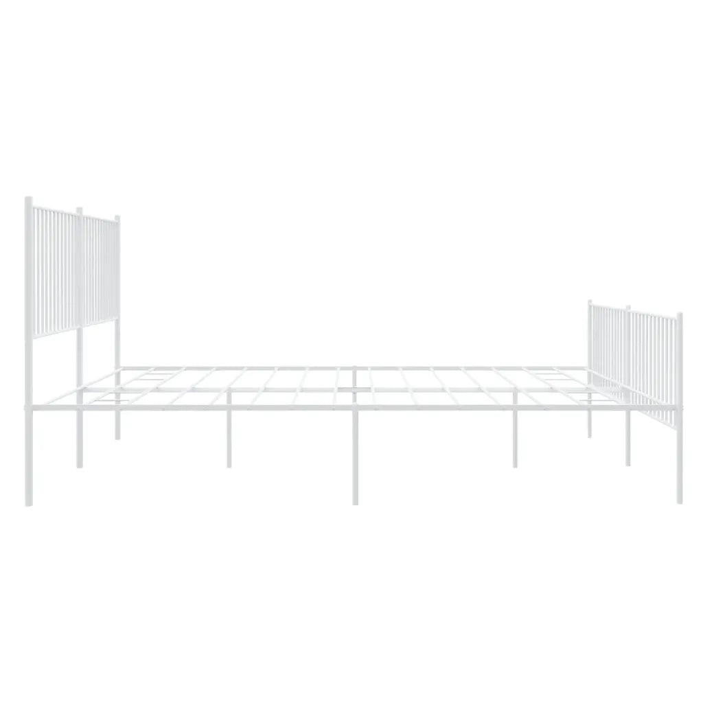Giroletto con Testiera e Pediera Metallo Bianco 200x200 cm 350956