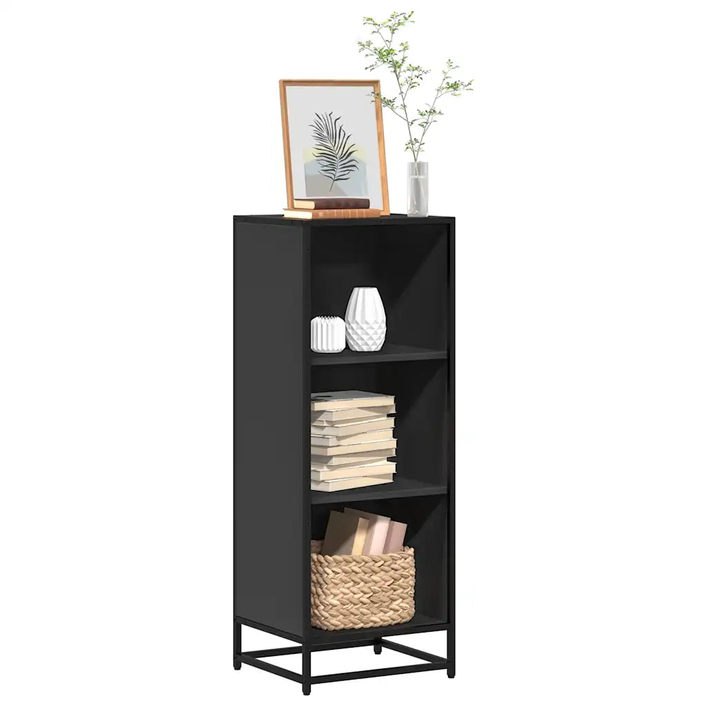 Libreria-Scaffale per Libri-Mobile di Stoccaggio Nera 40x35x107,5 cm in Legno Multistrato