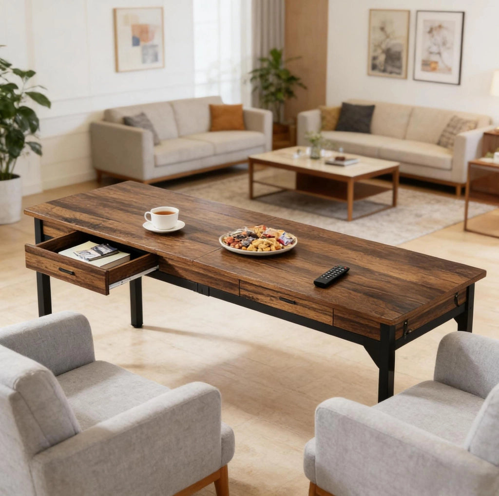 Scrivania doppia 200 cm con 2 cassetti e 2 ganci