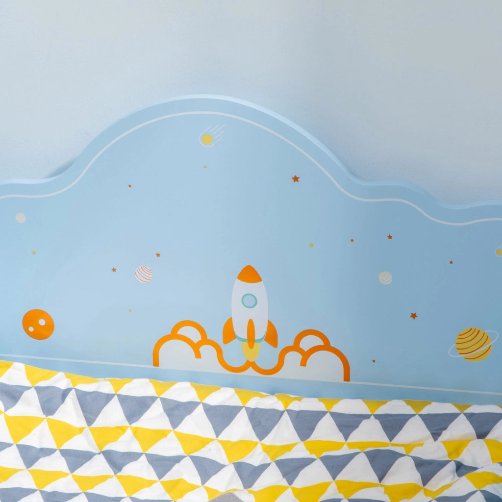 Letto per Bambini con Sponde 143x74x59 cm Fantasia Spaziale Azzurro