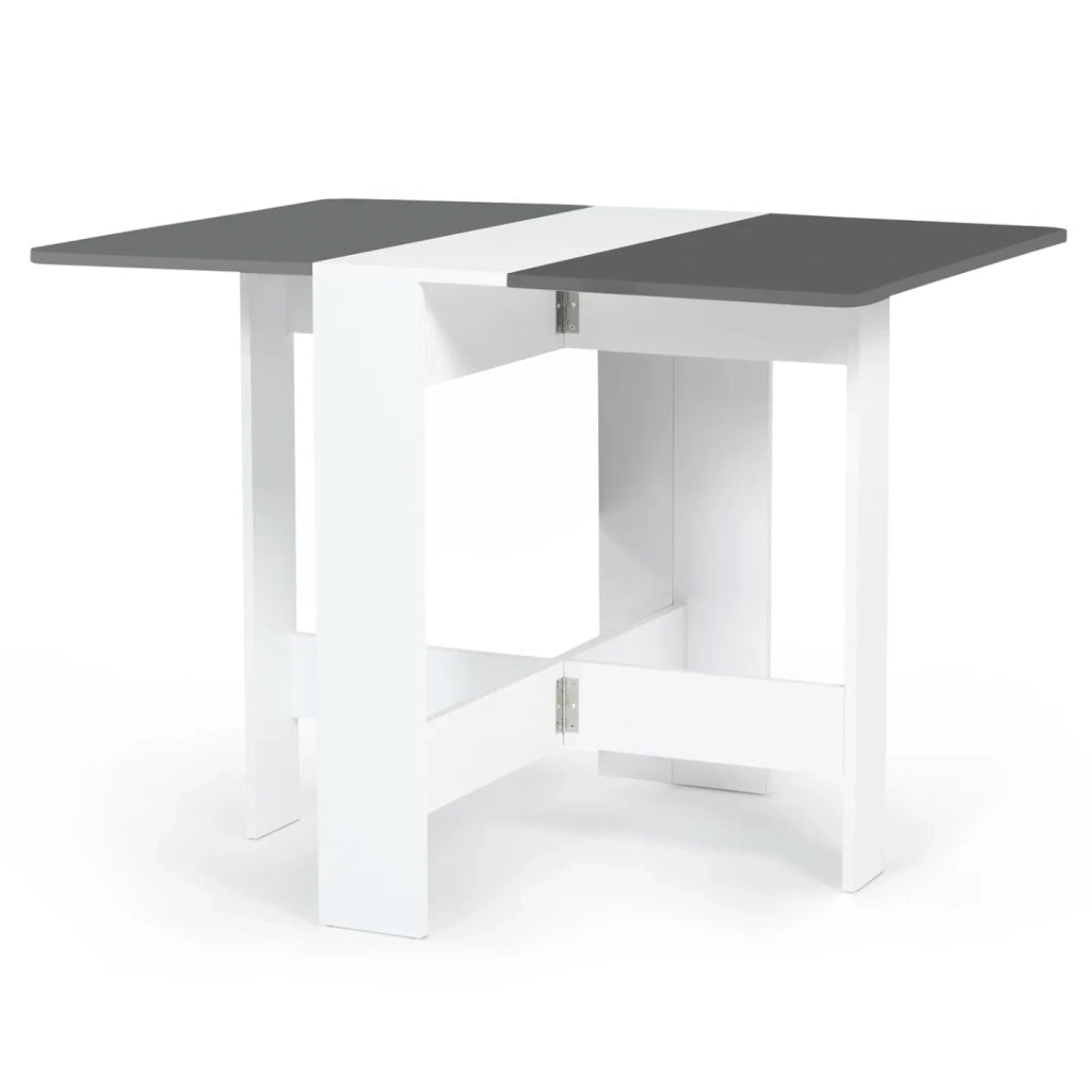 IDMarket - Tavolo consolle pieghevole EDI 2-4 persone legno piano bianco grigio