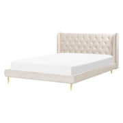 Letto matrimoniale in velluto beige 160 x 200 cm design moderno contemporaneo