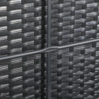 Baule da Giardino in Rattan e Acciaio con Coperchio, 95x60x53cm, Nero