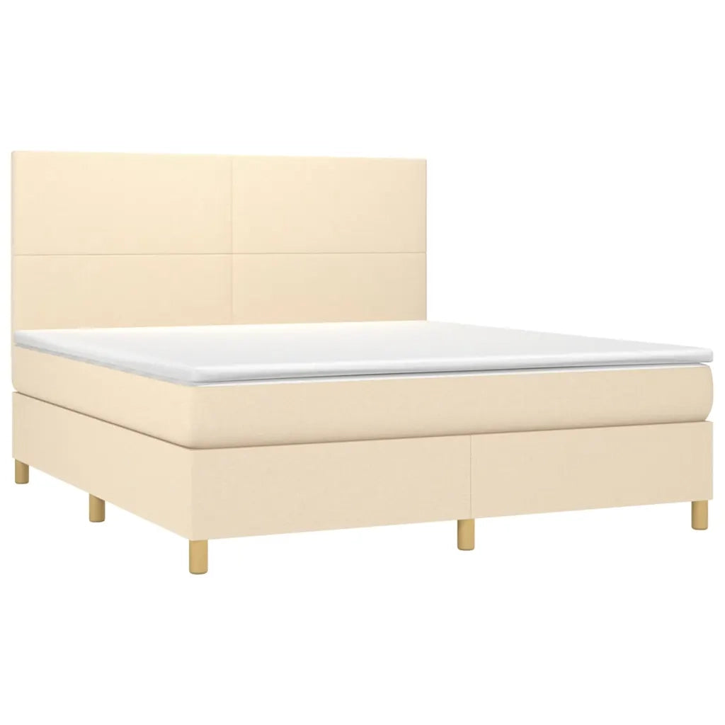Letto a Molle con Materasso e LED Crema 180x200 cm in Tessutocod mxl 104067