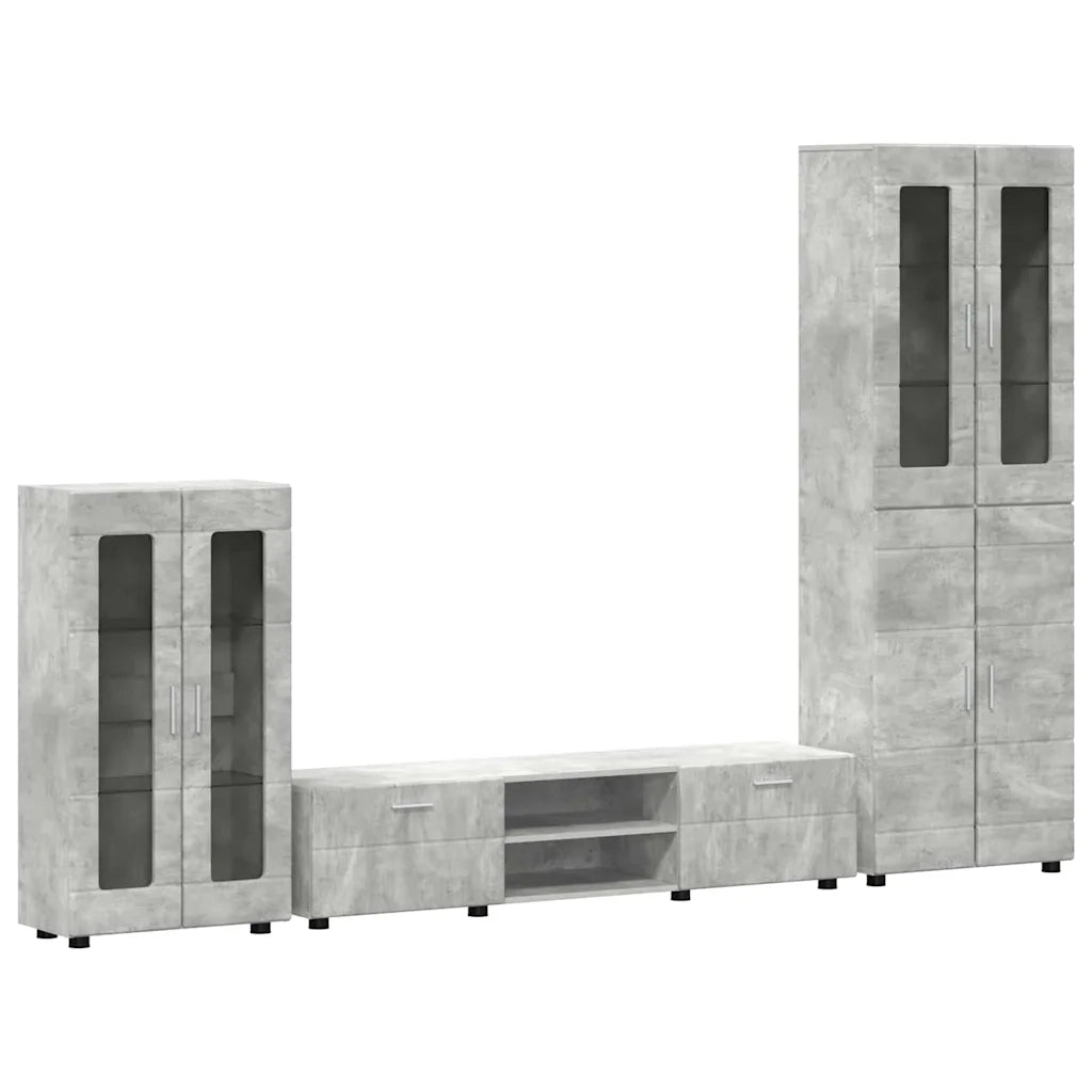 Set mobile TV con porta FLORIN Grigio cemento Legno multistrato