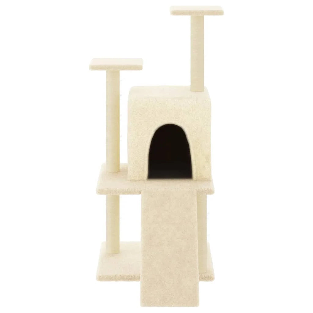 Tiragraffi per gatti torre per arrampicata giocattolo piattaforma per arrampicata con tiragraffi in sisal 110 cm crema 02_0022457