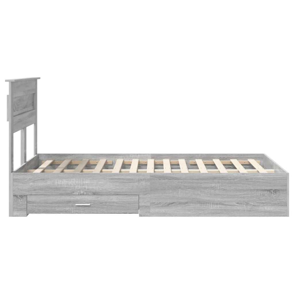 Struttura del letto con testiera Grigio Sonoma 135 x 190 cm