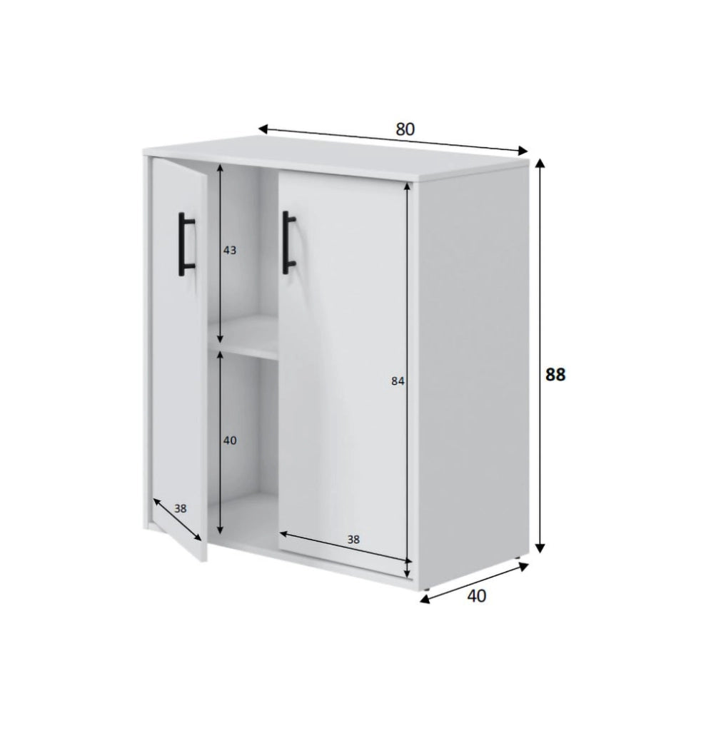 Senorbi, Armadio Multiuso 2 Ante un Ripiano, 40x88h cm Bianco