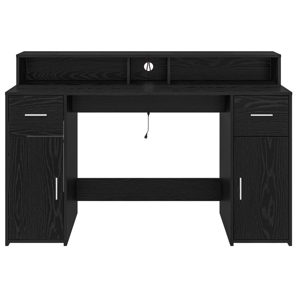 Scrivania Rovere Nero 140x55x91 cm Legno ingegnerizzato