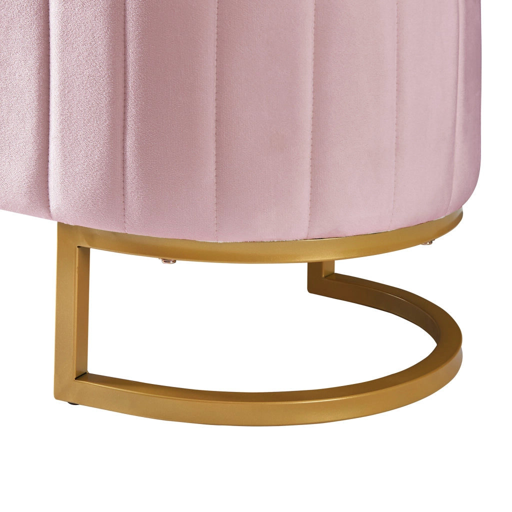 Pouf contenitore imbottito 120 x 39,9 x 41,9 cm in velluto rosa con gambe in metallo