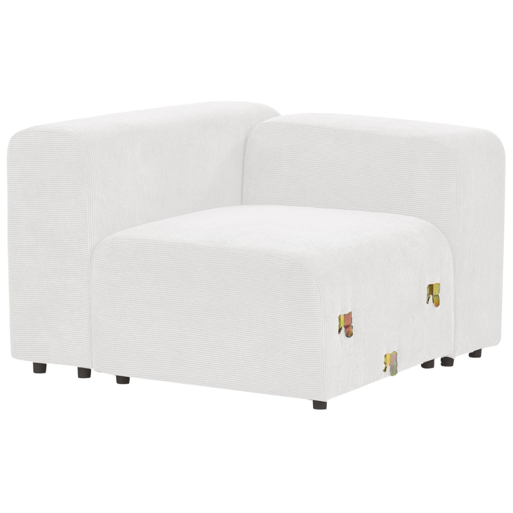 Divano componibile a 3 posti rivestito con velluto bianco stile moderno