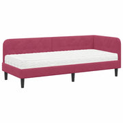 Letto singolo | Letto per adulti | Cornice del letto ad angolo Rosso Vino 80 x 200 cm Velluto