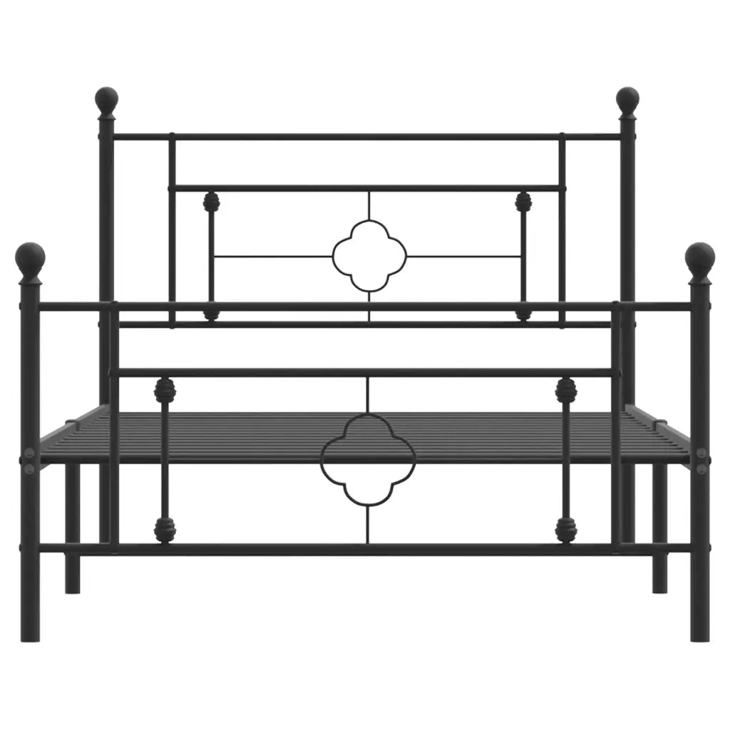 Giroletto con Testiera e Pediera Metallo Nero 107x203 cm 374353