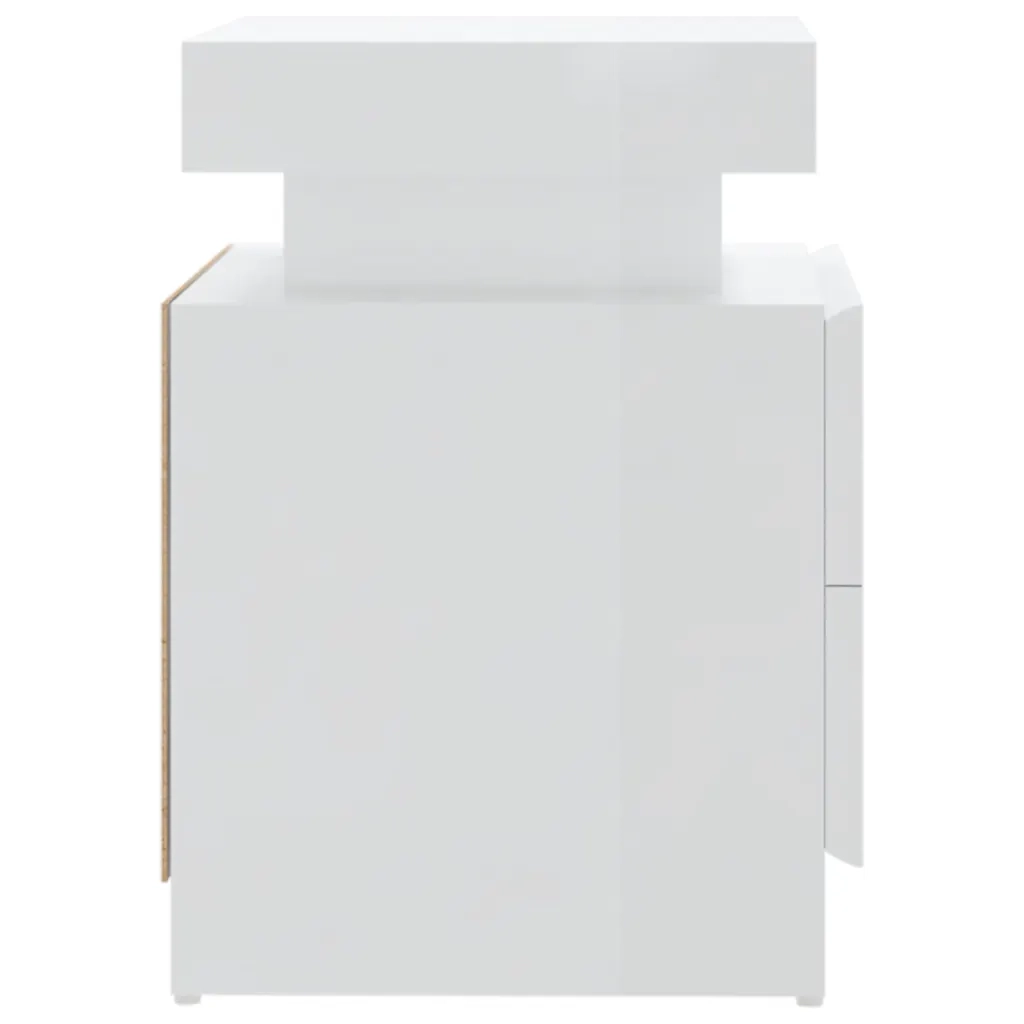 Comodino Bianco Lucido 45x35x52 cm in Legno Multistrato 326855