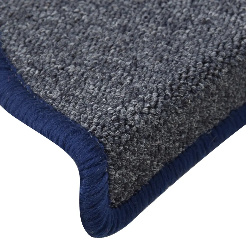 Tappetini per scale 15 pz | Gradini per Scale 56x17x3 cm Grigio scuro e blu semicircolari