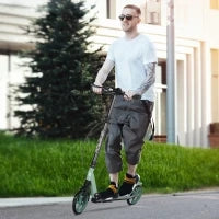 Monopattino Pieghevole per Adulti +14 Anni con Manubrio Regolabile Grandi Ruote da 20 cm Ammortizzatore e Doppio Freno in Alluminio, Verde