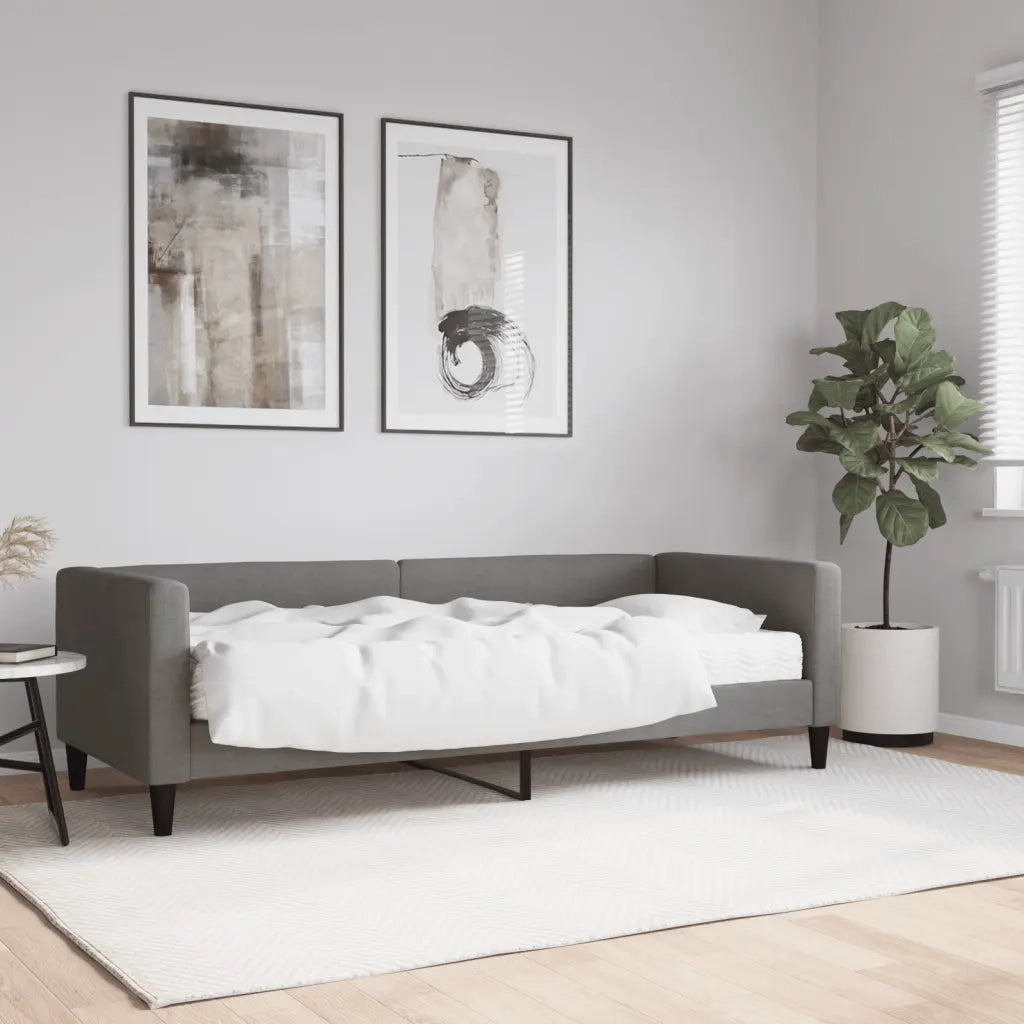 Divano letto | Sof¨¤ letto | Letto singolo con Materasso Grigio Scuro 80x200 cm in Tessuto