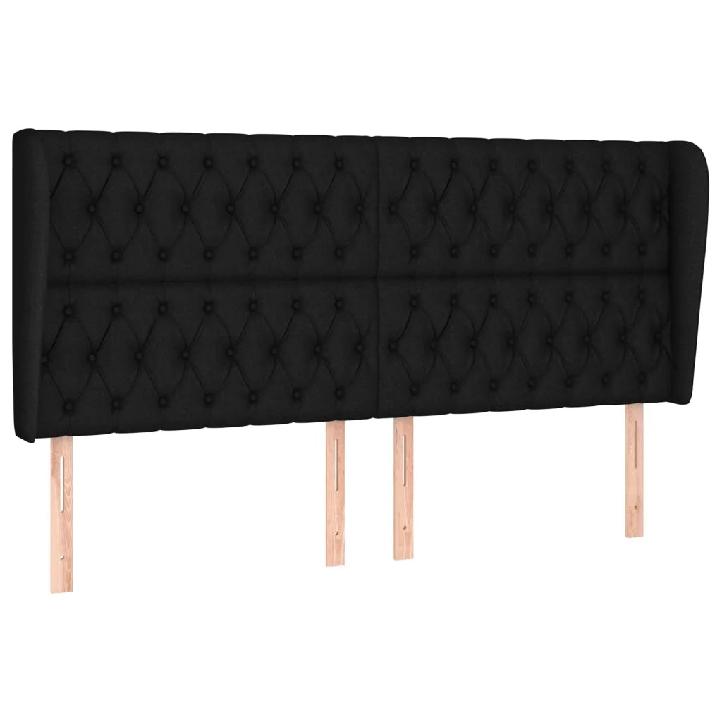 Testiera ad Orecchio Nera 183x23x118/128 cm in Tessuto 3118308