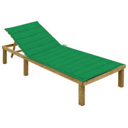 Lettino da Giardino con Cuscino Verde Legno Pino Impregnato cod mxl 24045