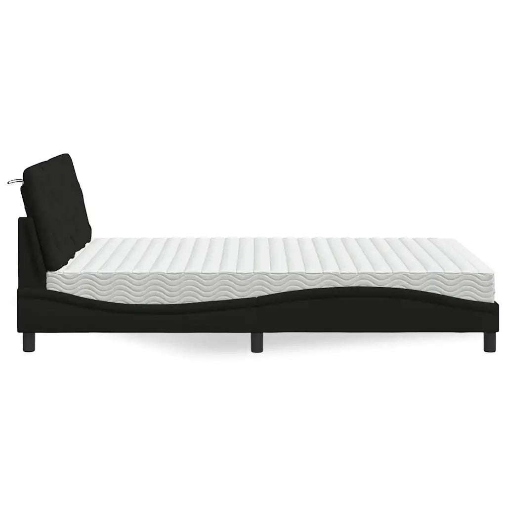 Letto con Materasso Nero 140x190 cm in Tessuto 3310736
