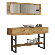 Consolle Izo, Tavolo multiuso, Mobiletto d'appoggio, Scrivania da corridoio, 139x43h76 cm, Quercia