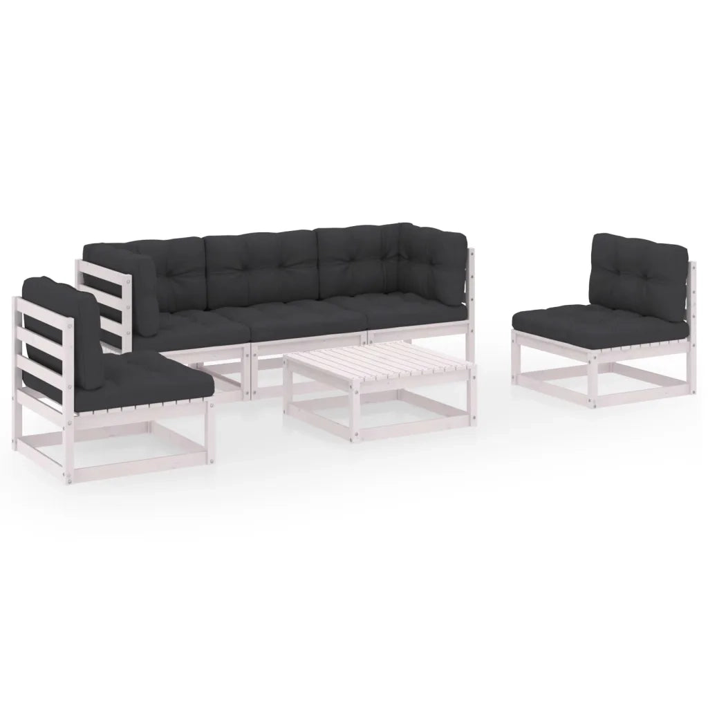 Set Divani da Giardino 6 pz con Cuscini Legno Massello di Pino 3076445