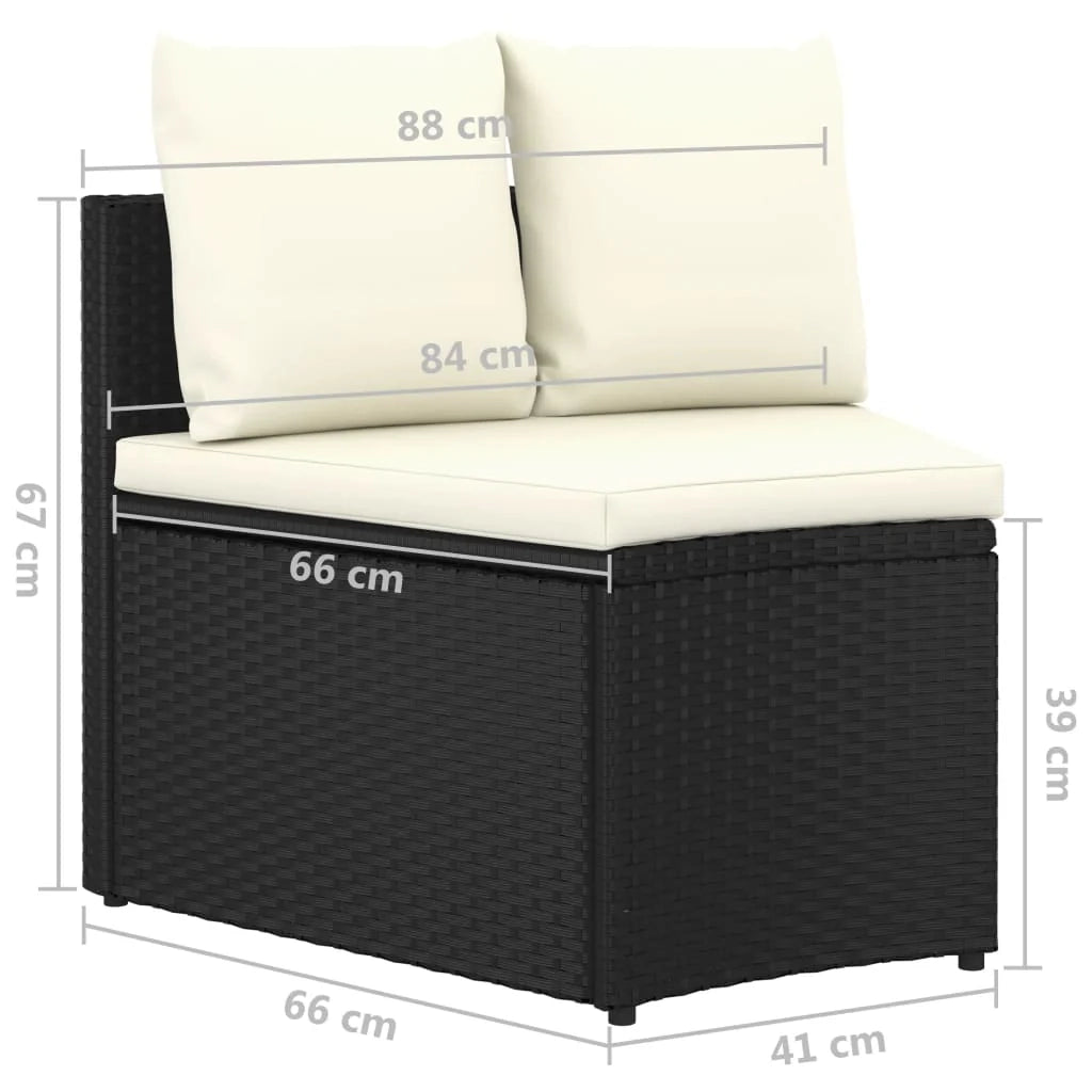 Set di mobili da giardino mobili da esterno 6 pezzi con cuscini resina intrecciata nera 02_0016914