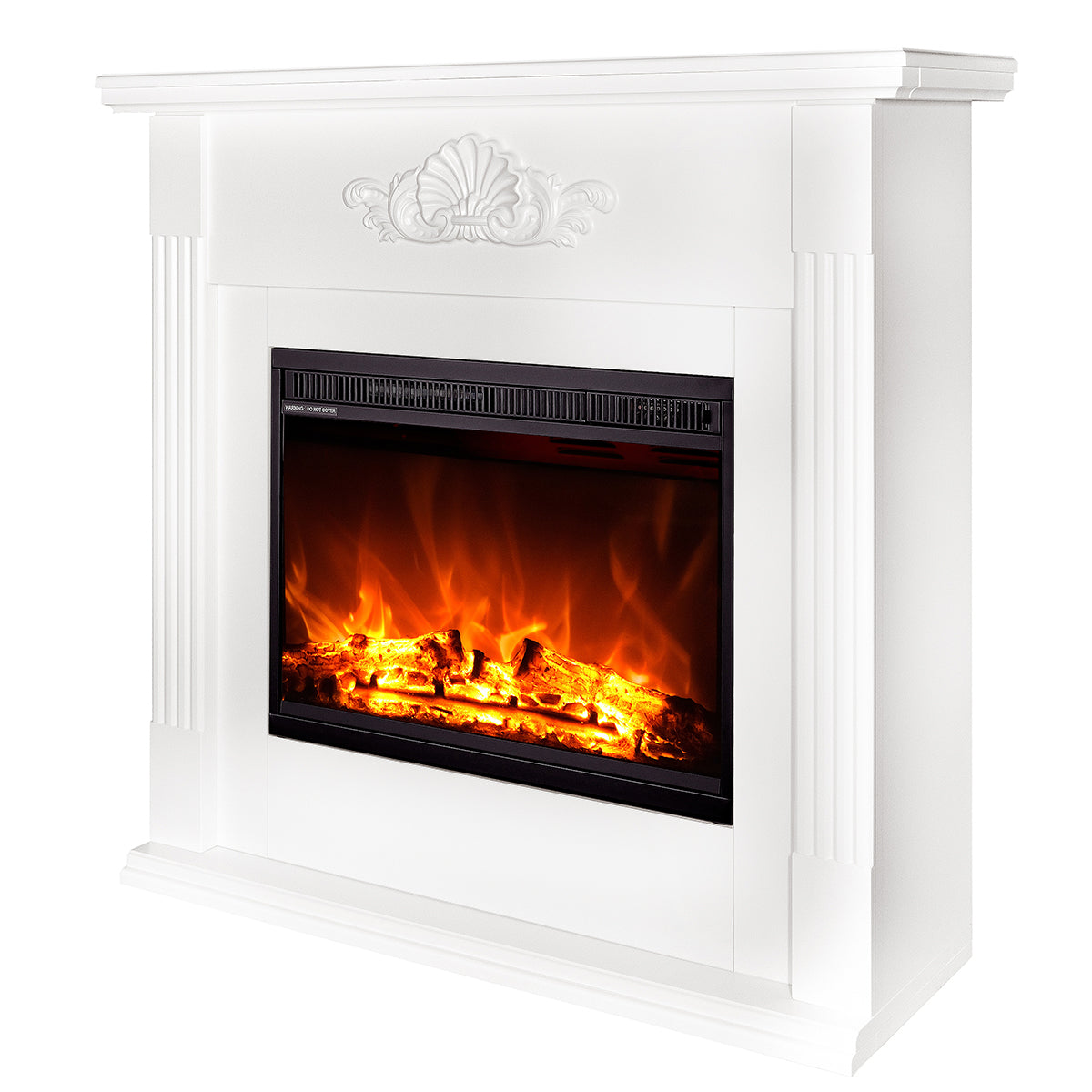 Camino Elettrico da Pavimento 100x100x32 cm Effetto Fiamma 1500W Sofia & Lorance Bianco