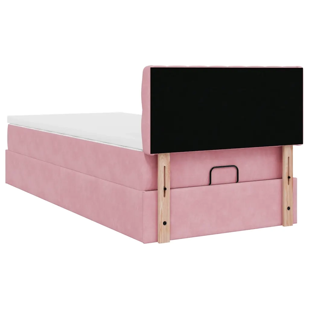 Pouf Letto con Materasso e LED Rosa 80x200cm in Velluto 3312661