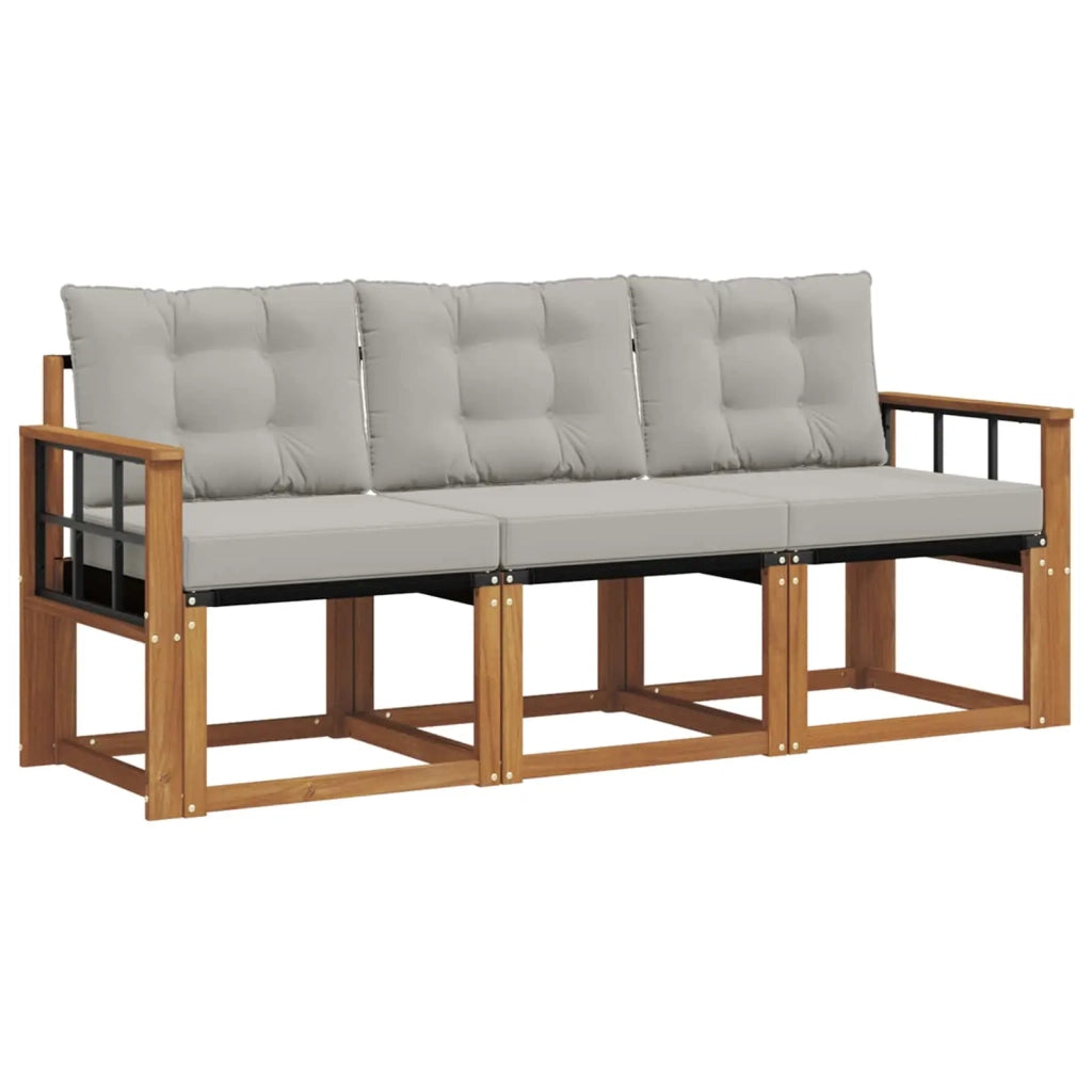 Set di divani da esterno 3 pcs Grigio Naturale e Chiaro 3368358