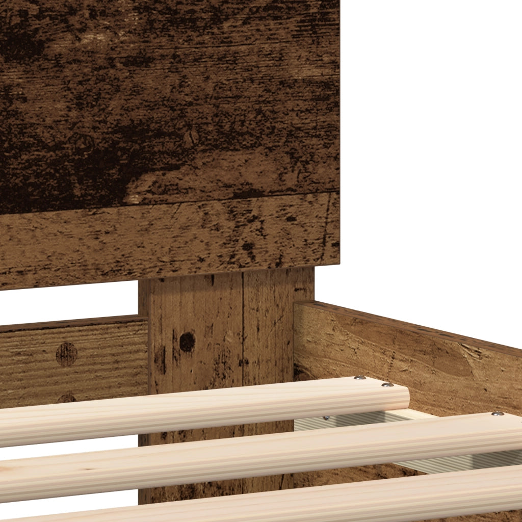 Struttura del letto con luci LED Legno vecchio 75x190 cm Legno ingegnerizzato