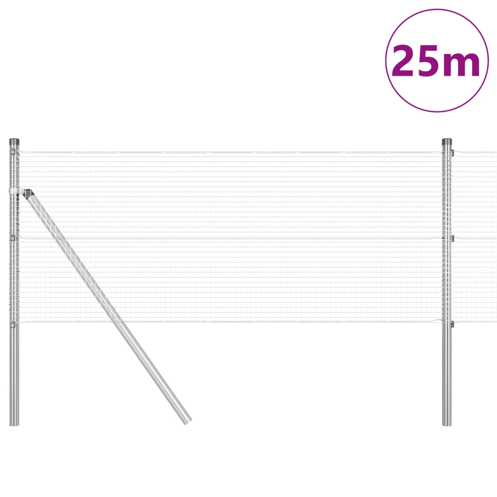 Recinzione in Filo Saldato con 13 Pali 0.4x25 m Acciaio Zincato