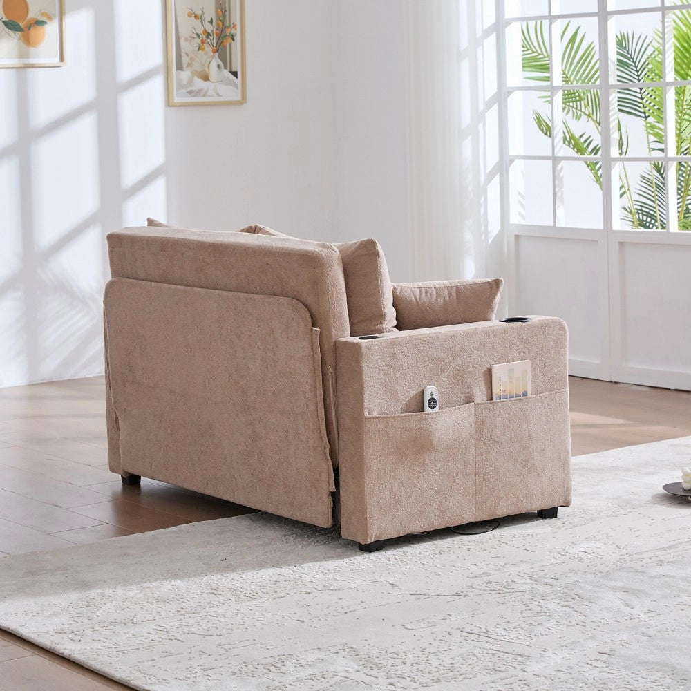 Divano Letto Multifunzione in Tessuto con Contenitore e USB ¨C Xylo ¨C Grigio