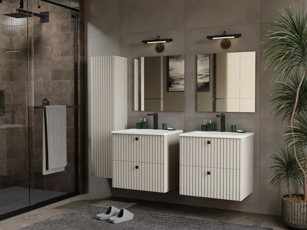 Mobile sottolavabo TIGO 60 2s cashmere scanalato frontale + umywalka
