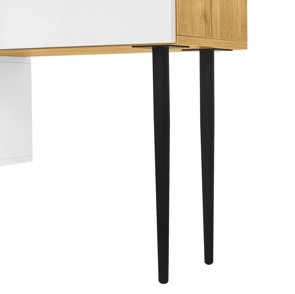 MOBILE TV modulare 240x30x63,5 cm Bianco e legno Set da 2 pezzi
