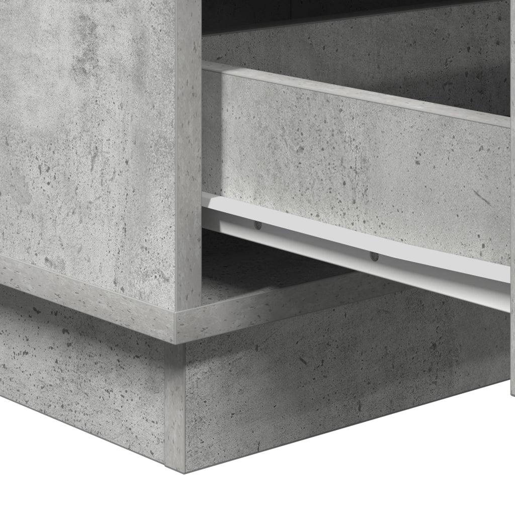 Comodino con illuminazione LED Grigio cemento 39x34,5x65 cm Legno ingegnerizzato