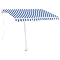 Tenda da Sole Manuale Autoportante 300x250 cm Blu e Bianca 3069496