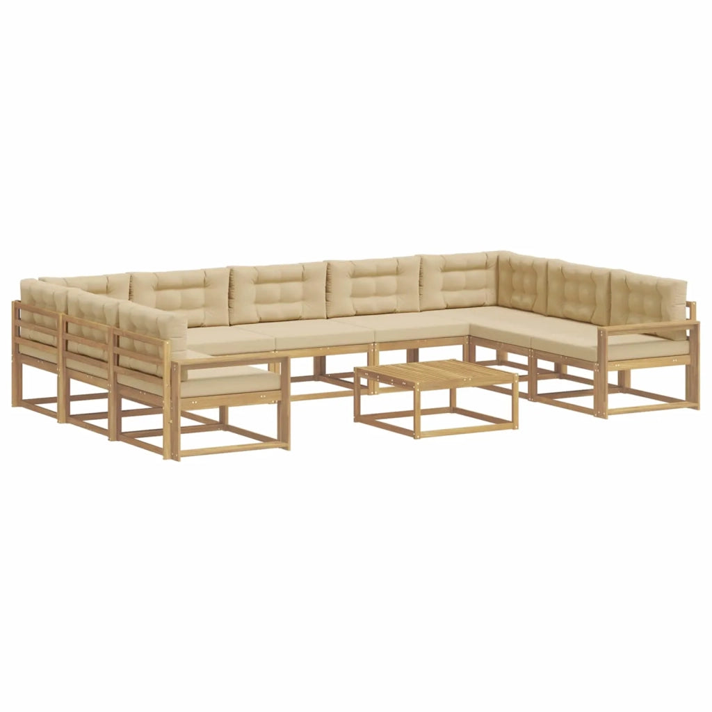 Set di divani da esterno 10 pz Bianco e Beige 3387077