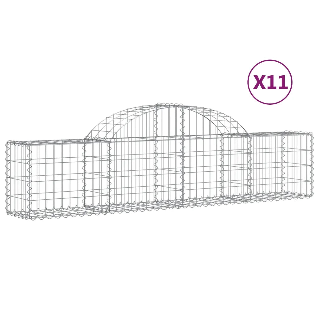 Cesti Gabbioni ad Arco 11 pz 200x30x40/60 cm Ferro Zincato