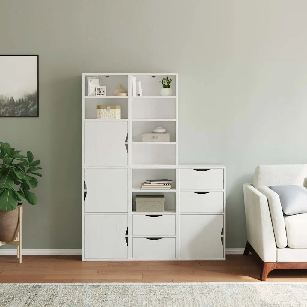 Armadietti Laterali 5 pz ODDA Bianco 40x24x79 cm Legno di Pino