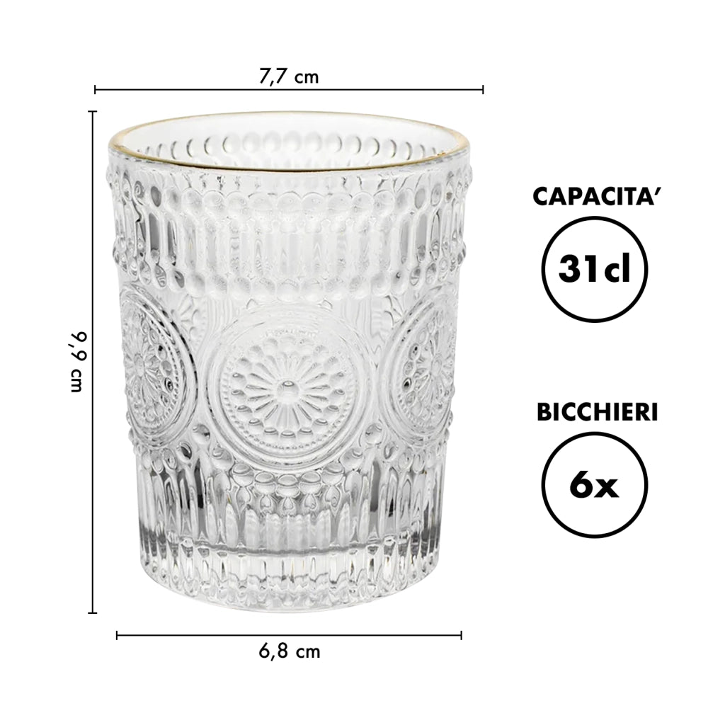 Set 6 Bicchieri Da Whisky 31Cl In Vetro Resistente Lavorato Bicchiere Design Moderno Cucina Acqua Cocktail Rum Certificati Contatto Alimentare Lavastoviglie Microonde Bar Ristorante Geneve