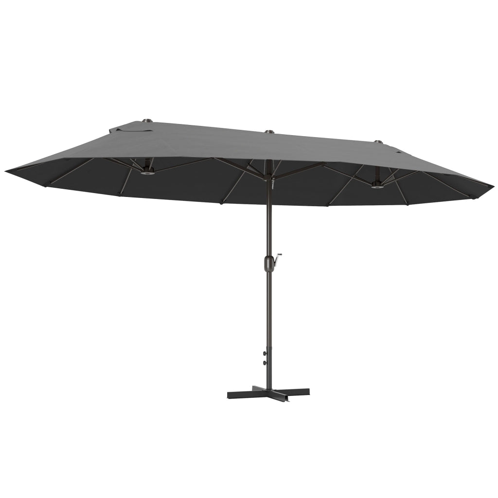 Ombrellone da giardino XXL con base a croce ¨C zephmum ¨C grigio 460x270x240 cm