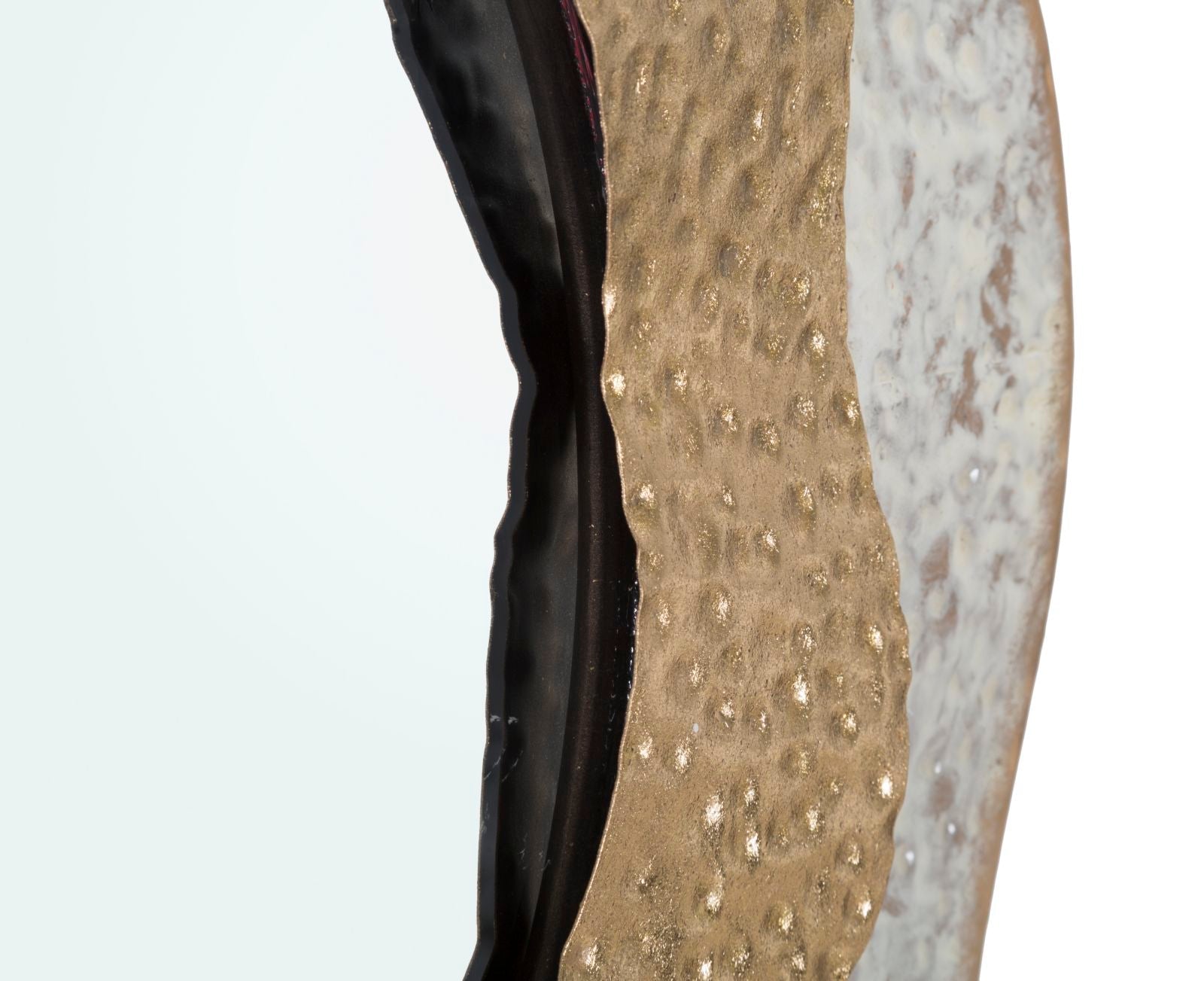 Specchio da Muro Shai Light Ø54,5x4,5 cm in Ferro e MDF Oro e Crema