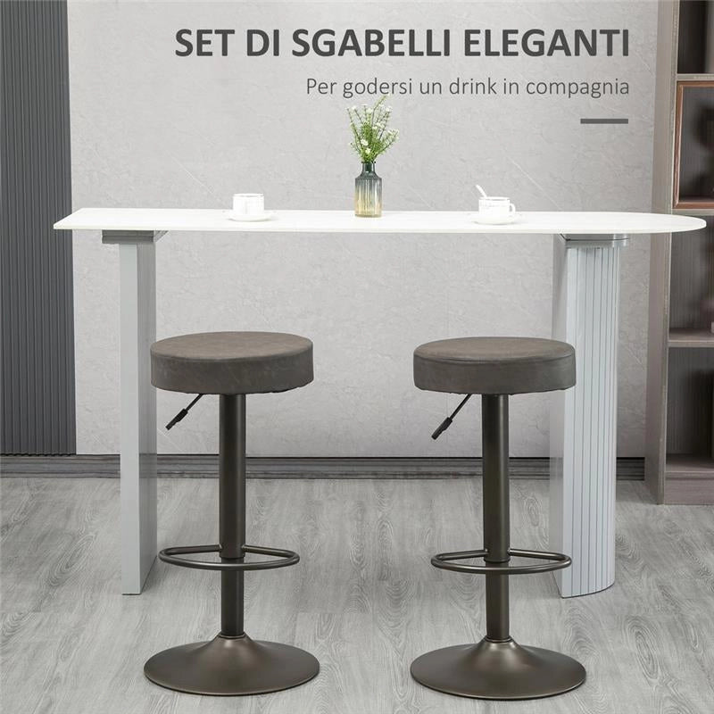 SET 2 SGABELLI GIREVOLI CON  ALTEZZA REGOLABILE 35X36X64-85CM GRIGIO